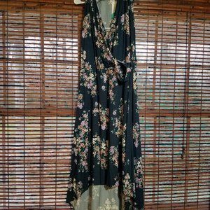 Fortune & Ivy Michele Knit Faux Wrap high low maxi dress
